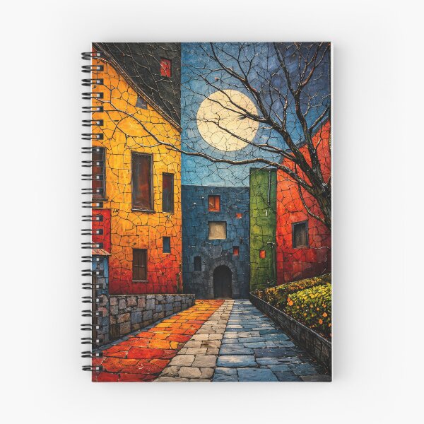 Item preview, Colorful Moonlit Village Street Art Print – Whimsical Abstract Townscape designed and sold by Kaleidoscope Print.