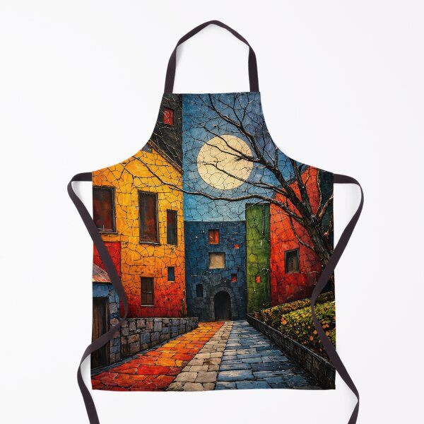 Item preview, Colorful Moonlit Village Street Art Print – Whimsical Abstract Townscape designed and sold by Kaleidoscope Print.
