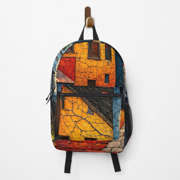 Item preview, Colorful Moonlit Village Street Art Print – Whimsical Abstract Townscape designed and sold by Kaleidoscope Print.