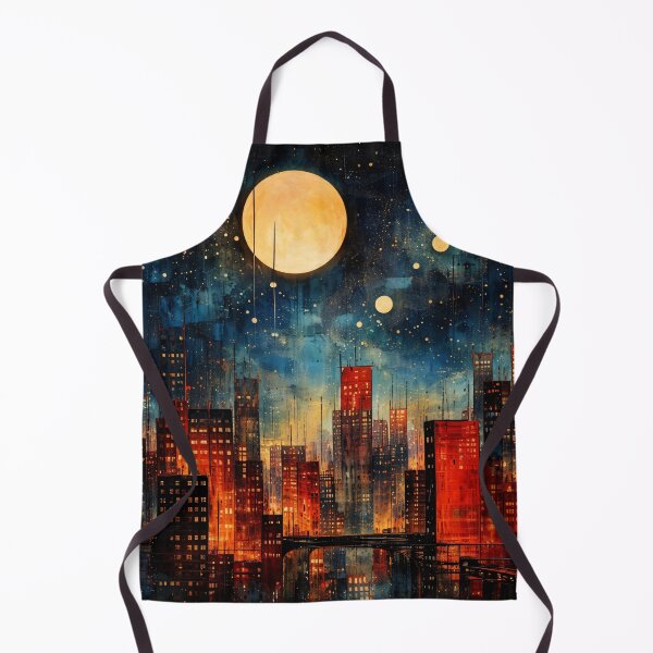 Item preview, Moonlit City Skyline Abstract Nightscape Print – Glowing Urban Wall Art designed and sold by Kaleidoscope Print.