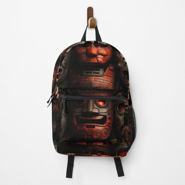 Item preview, Ancient Tribal Mask Wall Art with Glowing Red Eyes – Dark Totem Print designed and sold by Kaleidoscope Print.