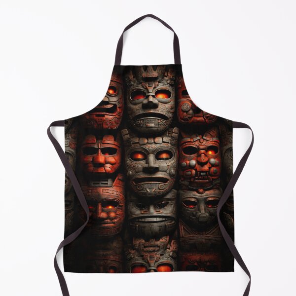 Item preview, Ancient Tribal Mask Wall Art with Glowing Red Eyes – Dark Totem Print designed and sold by Kaleidoscope Print.
