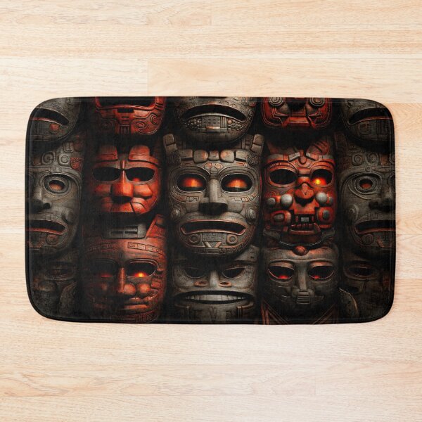 Item preview, Ancient Tribal Mask Wall Art with Glowing Red Eyes – Dark Totem Print designed and sold by Kaleidoscope Print.
