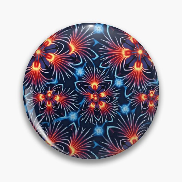 Item preview, Neon Floral Burst Pattern on Electric Blue designed and sold by mittie101.