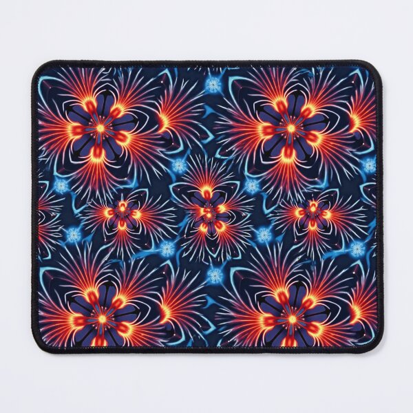 Item preview, Neon Floral Burst Pattern on Electric Blue designed and sold by mittie101.