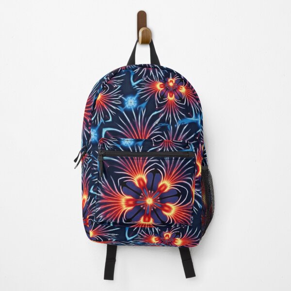 Item preview, Neon Floral Burst Pattern on Electric Blue designed and sold by mittie101.