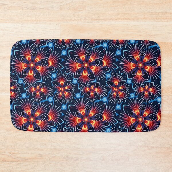 Item preview, Neon Floral Burst Pattern on Electric Blue designed and sold by mittie101.