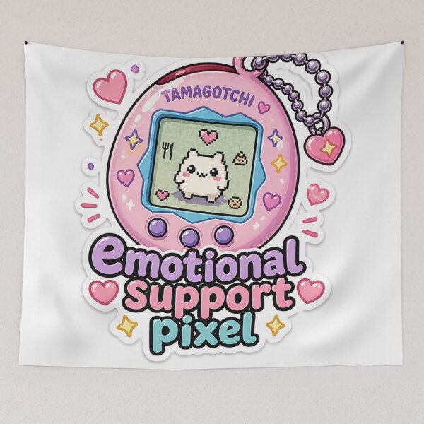 Item preview, Emotional Support Pixel Sticker – Retro Tamagotchi Aesthetic designed and sold by InkWanderStudio.