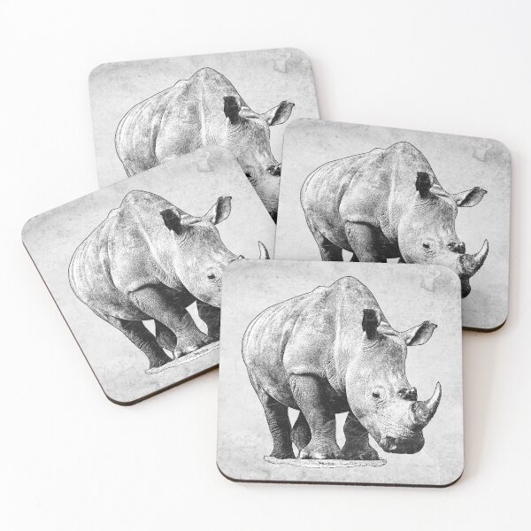 Item preview, Rhinoceros: Dark Wildlife Majestic African Animal Etched Nature Illustration designed and sold by Ghoul Enterprises.
