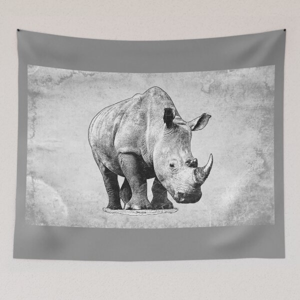 Item preview, Rhinoceros: Dark Wildlife Majestic African Animal Etched Nature Illustration designed and sold by Ghoul Enterprises.