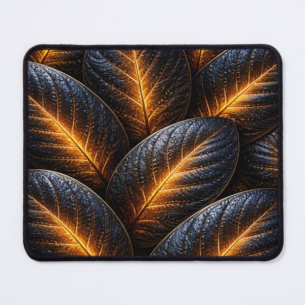 Item preview, Glowing Gold Leaf Pattern on Black – Luxe Botanical Nature Abstract designed and sold by Kaleidoscope Print.
