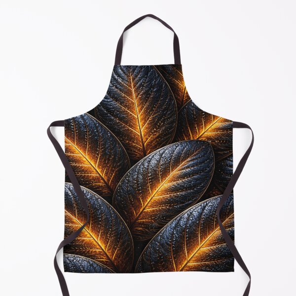 Item preview, Glowing Gold Leaf Pattern on Black – Luxe Botanical Nature Abstract designed and sold by Kaleidoscope Print.