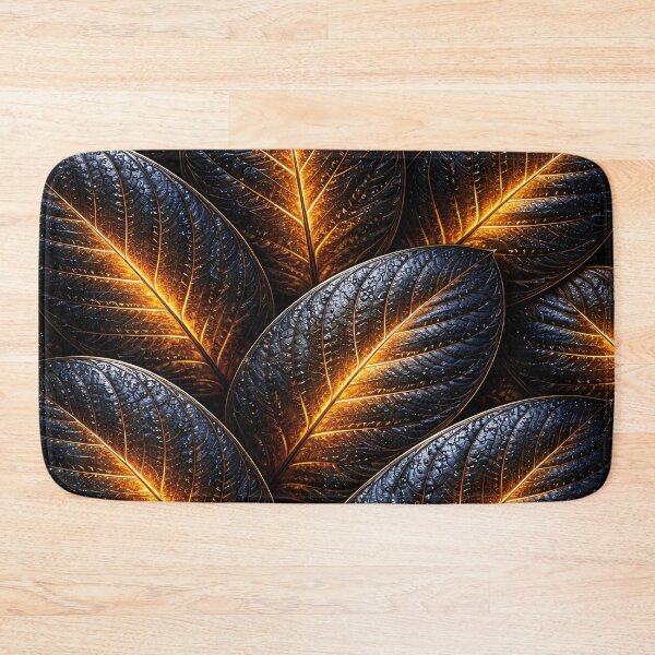 Item preview, Glowing Gold Leaf Pattern on Black – Luxe Botanical Nature Abstract designed and sold by Kaleidoscope Print.