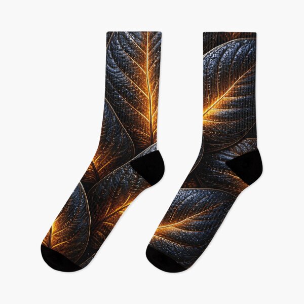 Item preview, Glowing Gold Leaf Pattern on Black – Luxe Botanical Nature Abstract designed and sold by Kaleidoscope Print.