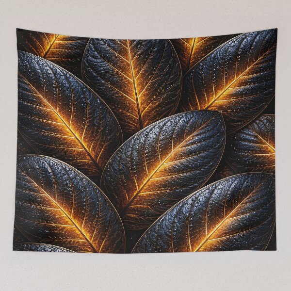 Item preview, Glowing Gold Leaf Pattern on Black – Luxe Botanical Nature Abstract designed and sold by Kaleidoscope Print.