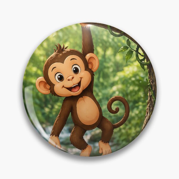 Item preview, Playful monkey swinging in lush jungle designed and sold by mairarose53.