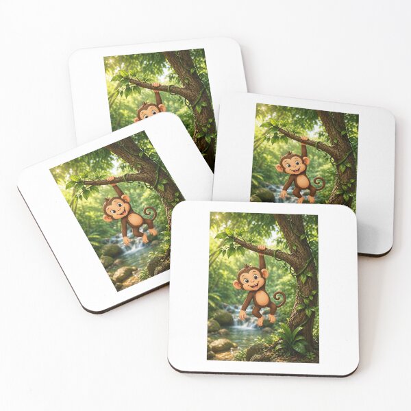 Item preview, Playful monkey swinging in lush jungle designed and sold by mairarose53.