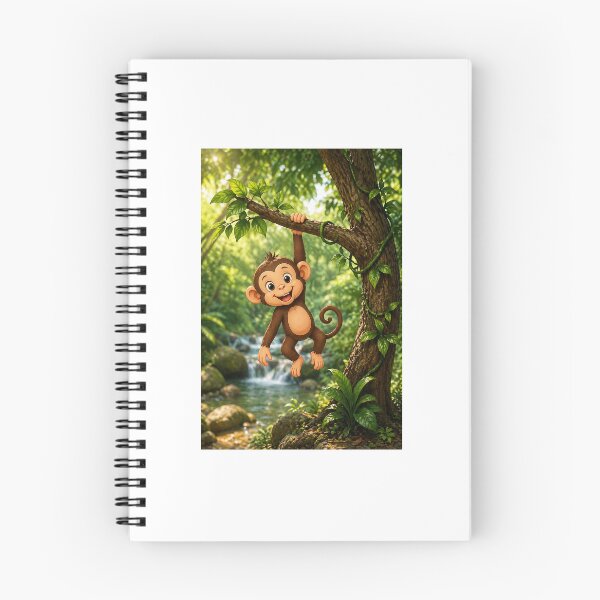 Item preview, Playful monkey swinging in lush jungle designed and sold by mairarose53.