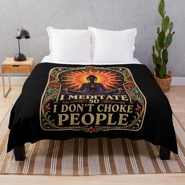 Item preview, I Meditate So I Don't Choke People Funny Yoga Meditation Boho Sun Woman designed and sold by graphixpolash.