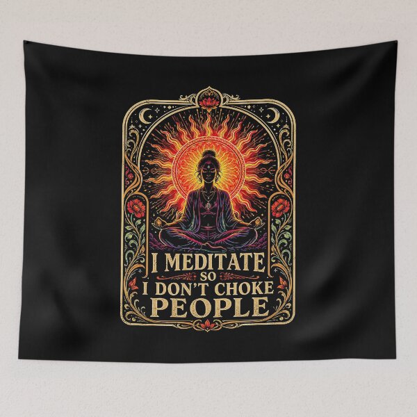 Item preview, I Meditate So I Don't Choke People Funny Yoga Meditation Boho Sun Woman designed and sold by graphixpolash.