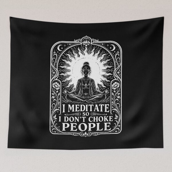 Item preview, I Meditate So I Don't Choke People Funny Yoga Meditation Boho Sun designed and sold by graphixpolash.