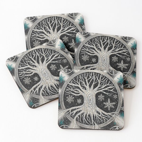 Item preview, Tree of Life Winter – Snowflakes Symbolic Art designed and sold by bymandyart.
