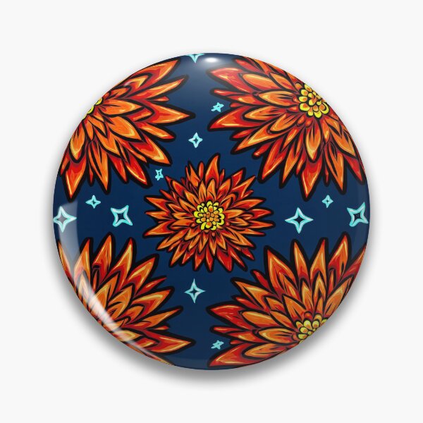 Item preview, Fiery Bold Flowers on Navy with Playful Star Pops designed and sold by mittie101.
