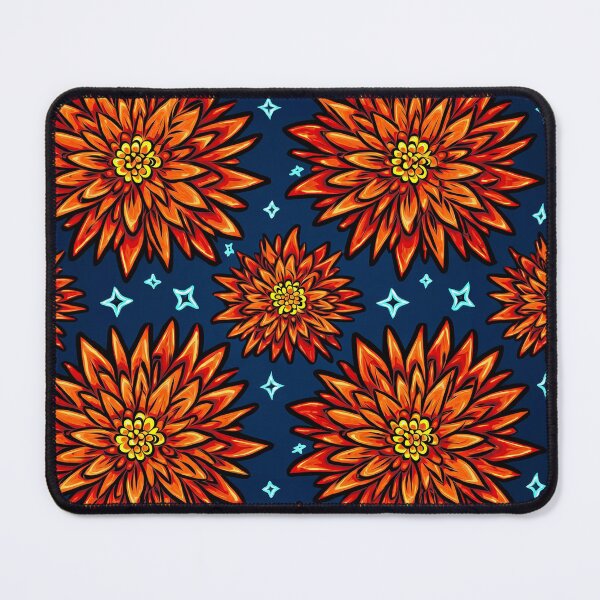 Item preview, Fiery Bold Flowers on Navy with Playful Star Pops designed and sold by mittie101.