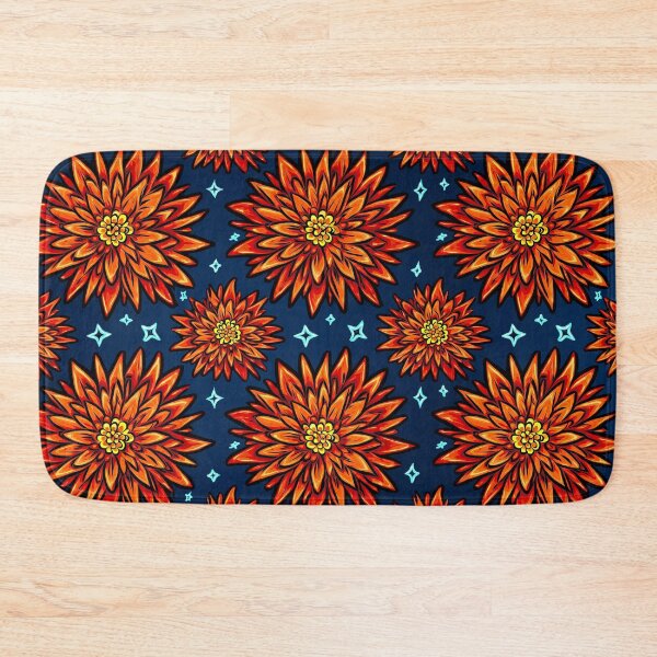 Item preview, Fiery Bold Flowers on Navy with Playful Star Pops designed and sold by mittie101.