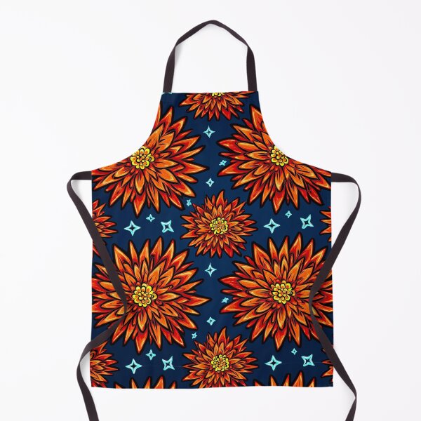 Item preview, Fiery Bold Flowers on Navy with Playful Star Pops designed and sold by mittie101.