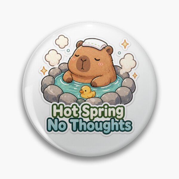 Artikelvorschau, Hot Spring No Thoughts Capybara Sticker – Relaxed Chill Vibes entworfen und verkauft von InkWanderStudio.