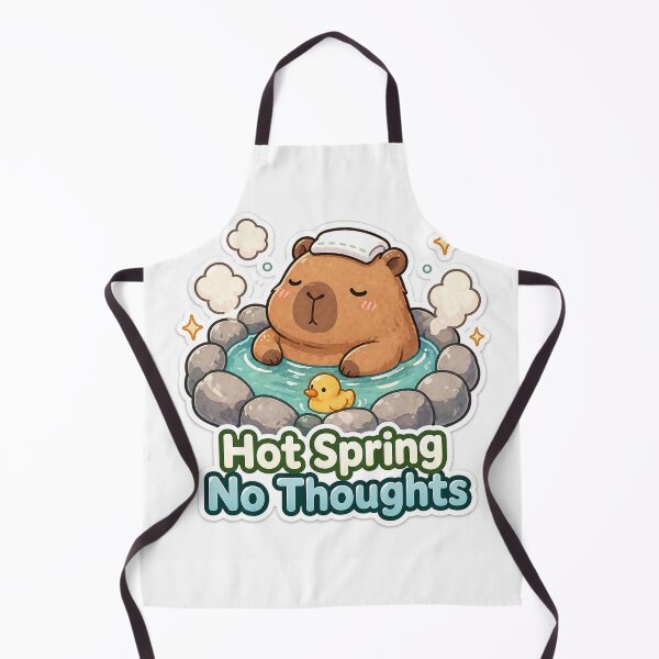 Artikelvorschau, Hot Spring No Thoughts Capybara Sticker – Relaxed Chill Vibes entworfen und verkauft von InkWanderStudio.