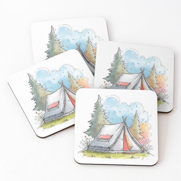 Item preview, Camping Tent Illustration, Watercolor Nature Adventure designed and sold by dharanna.
