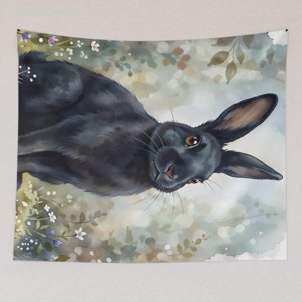Item preview, Black Rabbit Oryctolagus Cuniculus Europe Gothic Garden designed and sold by RubisLeaf.
