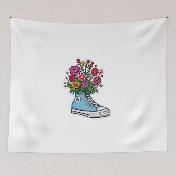 Item preview, Floral Sneaker — Wildflower Bouquet in a Blue High-Top Sticker designed and sold by Elviqus Shop.