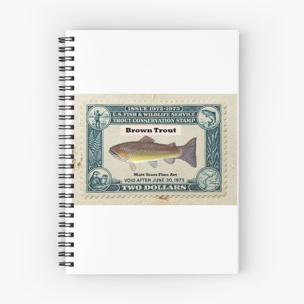 Item preview, Trout fishing stamp with brown trout  designed and sold by Matt Starr Fine Art .