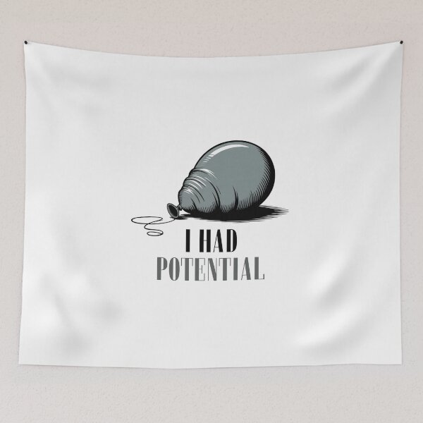Item preview, I Had Potential – Deflated Balloon Dark Humor Design | Minimalist Sarcastic Quote designed and sold by ArcticFoxStudio.