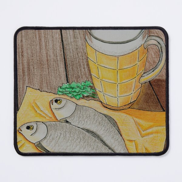 Item preview, Beer and Dried Fish - Traditional Snack Watercolor Illustration designed and sold by Ihor Ivanov.