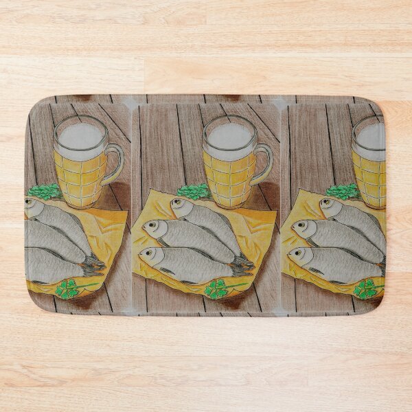 Item preview, Beer and Dried Fish - Traditional Snack Watercolor Illustration designed and sold by Ihor Ivanov.