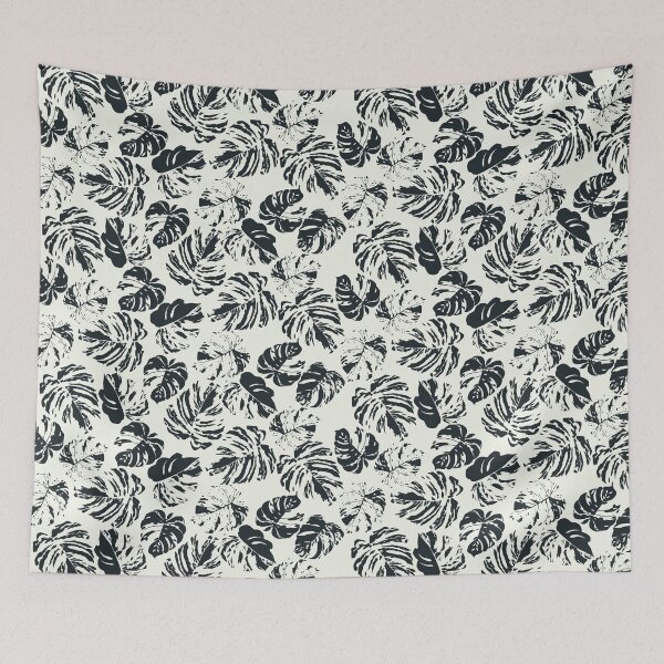 Item preview, Black and white Monstera leaf pattern, seamless pattern background designed and sold by Aikesout.
