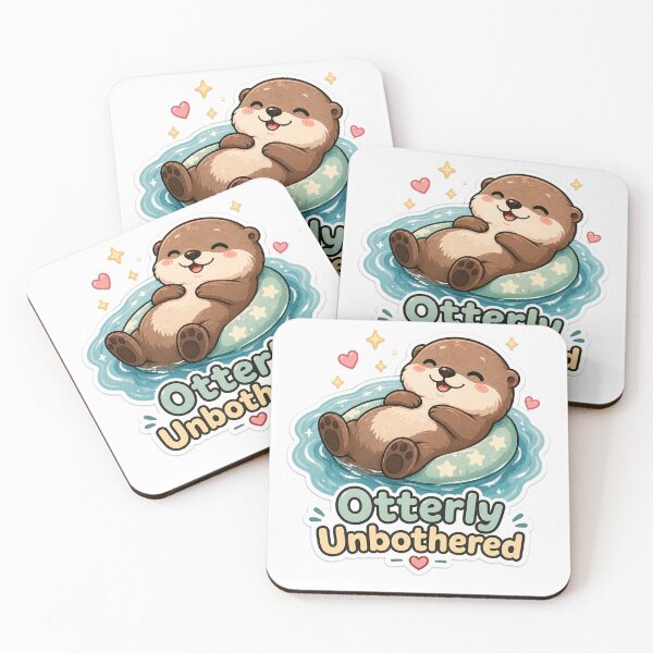Item preview, Otterly Unbothered Sticker – Relaxed Otter Float Design designed and sold by InkWanderStudio.