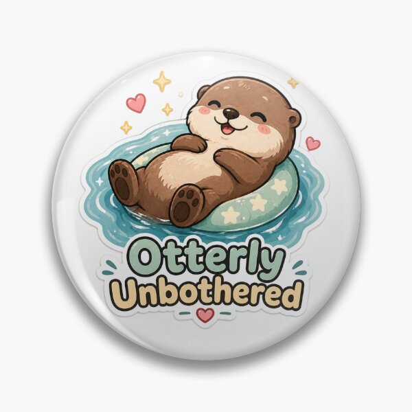Artikelvorschau, Otterly Unbothered Sticker – Relaxed Otter Float Design entworfen und verkauft von InkWanderStudio.