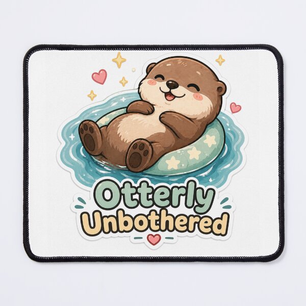 Item preview, Otterly Unbothered Sticker – Relaxed Otter Float Design designed and sold by InkWanderStudio.