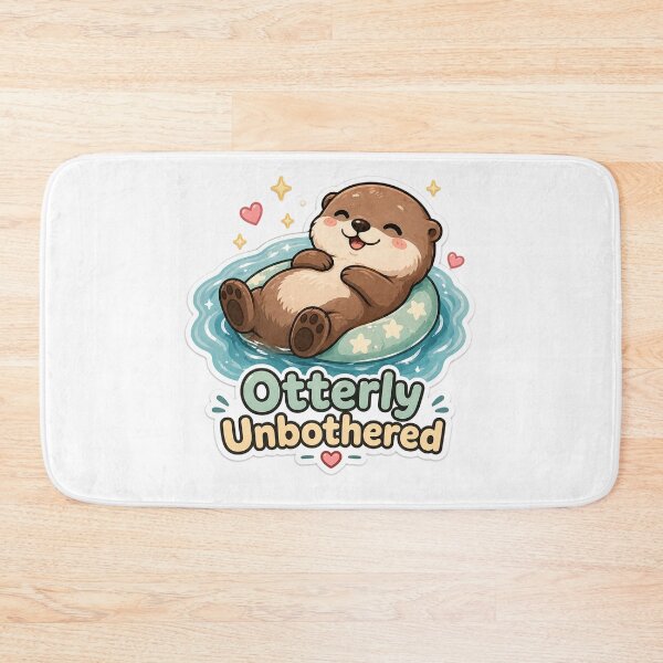 Item preview, Otterly Unbothered Sticker – Relaxed Otter Float Design designed and sold by InkWanderStudio.