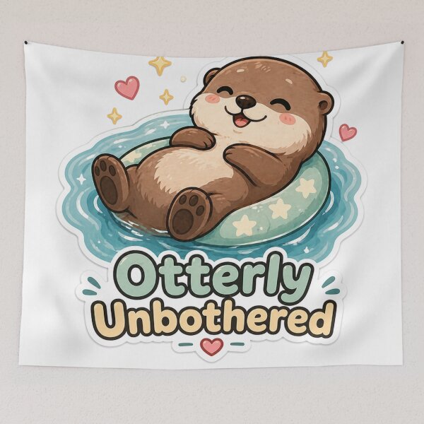 Item preview, Otterly Unbothered Sticker – Relaxed Otter Float Design designed and sold by InkWanderStudio.