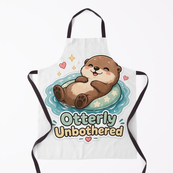 Artikelvorschau, Otterly Unbothered Sticker – Relaxed Otter Float Design entworfen und verkauft von InkWanderStudio.