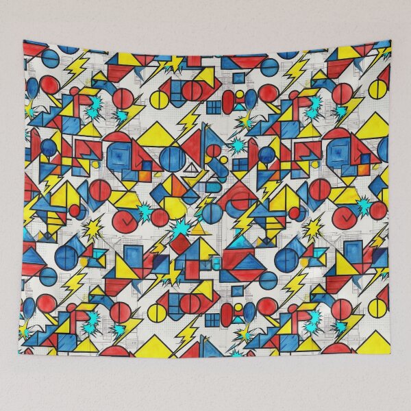 Item preview, Pop Art Blueprint Geometric Collage designed and sold by mittie101.
