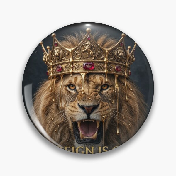 Item preview, Majestic Roaring Lion Wearing Melting Gold Crown - The Reign is Gold designed and sold by ZafTeez.