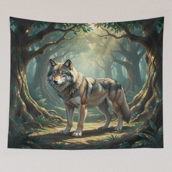 Item preview, Copy of Majestic Wolf in Enchanted Forest Art with Soft Light and Natural Woodland Atmosphere designed and sold by FotoworldEdel.