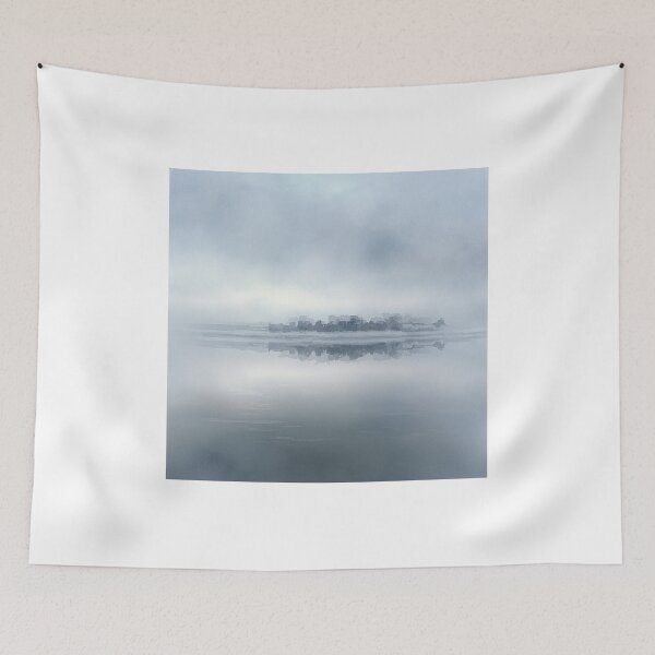 Item preview, Morning Fog Harbour Art Print & Gifts — Japanese Watercolour Landscape designed and sold by WabiSea Studio.